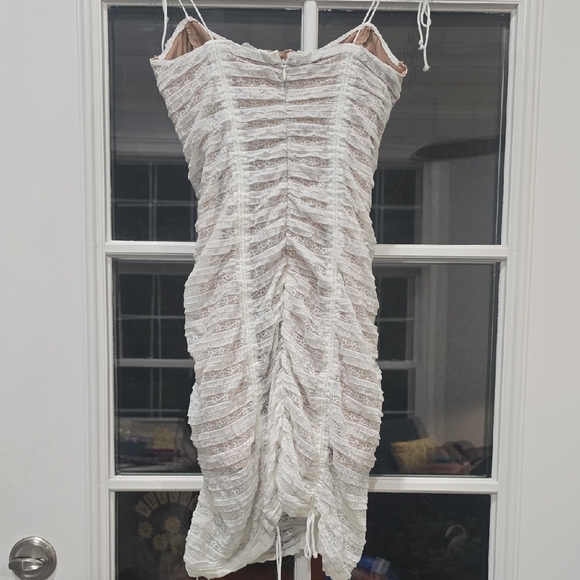 For Love And Lemons White Striped Ruched Dress - Picture 4 of 6